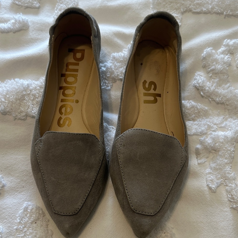 Hush Puppies Women's Suede Gray Flats